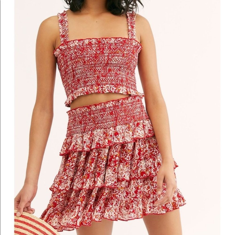 Free People Thalia Printed Set: Red
